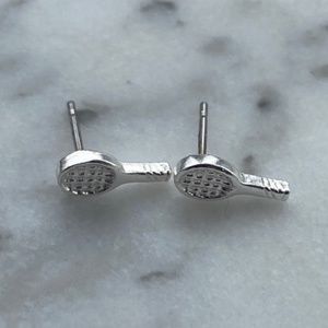 Sterling Silver Tennis Racket Post Earrings